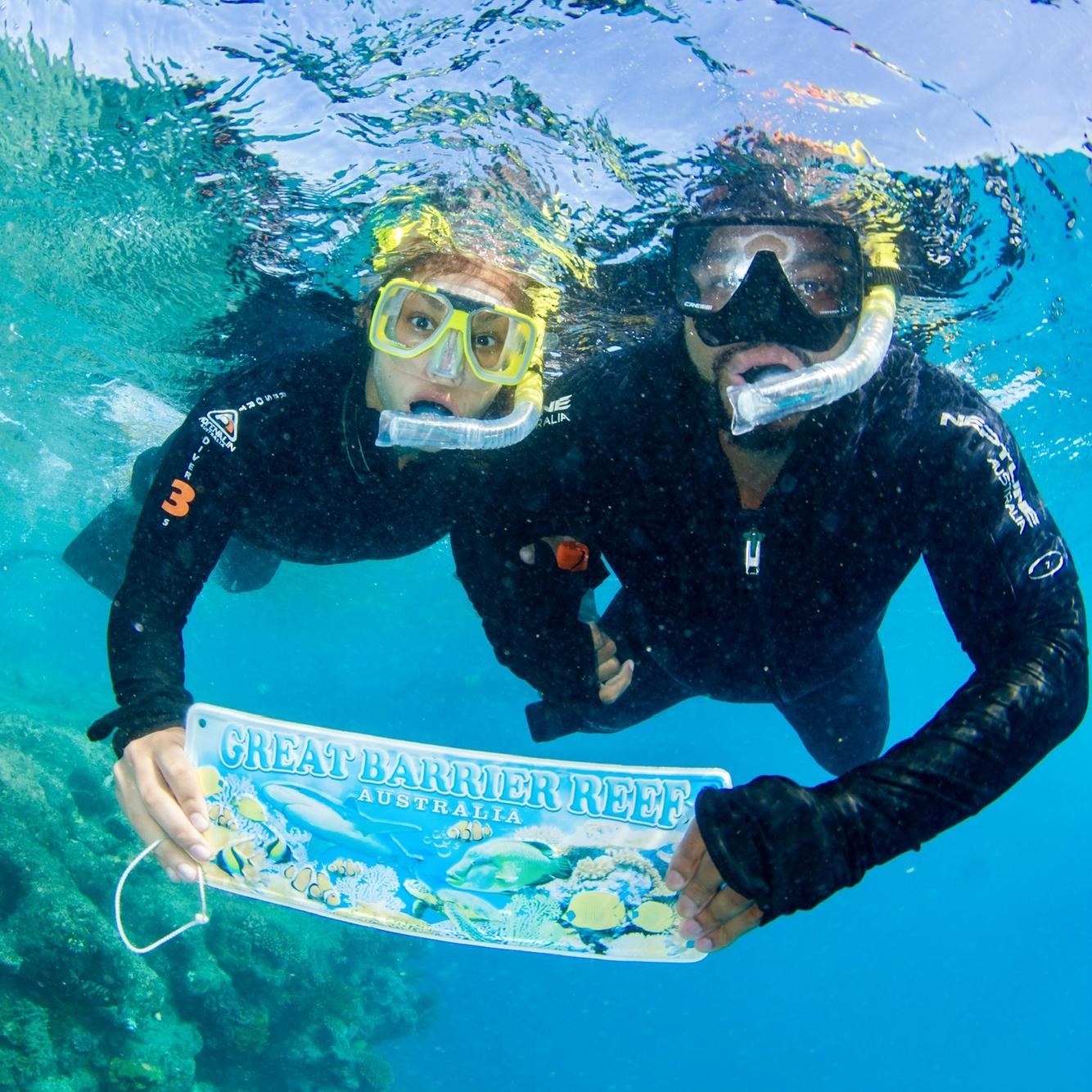 Snorkeling in the Great Barrier Reef during our trip to Australia in the summer of 2023!