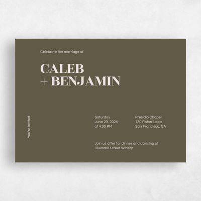Khaki Olive, Green Wedding Invitation - Melvine Landscape