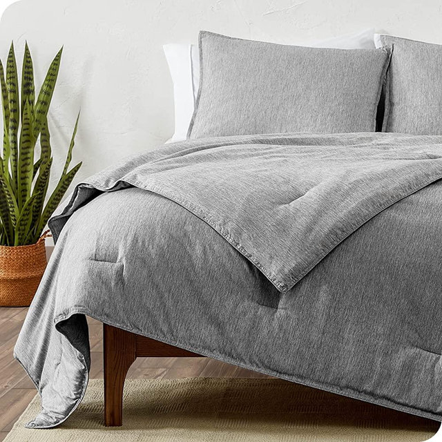 Bare Home Comforter Set - Queen Size - Ultra-Soft - Goose Down Alternative - Premium 1800 Series - All Season Warmth (Queen, Heather Charcoal)