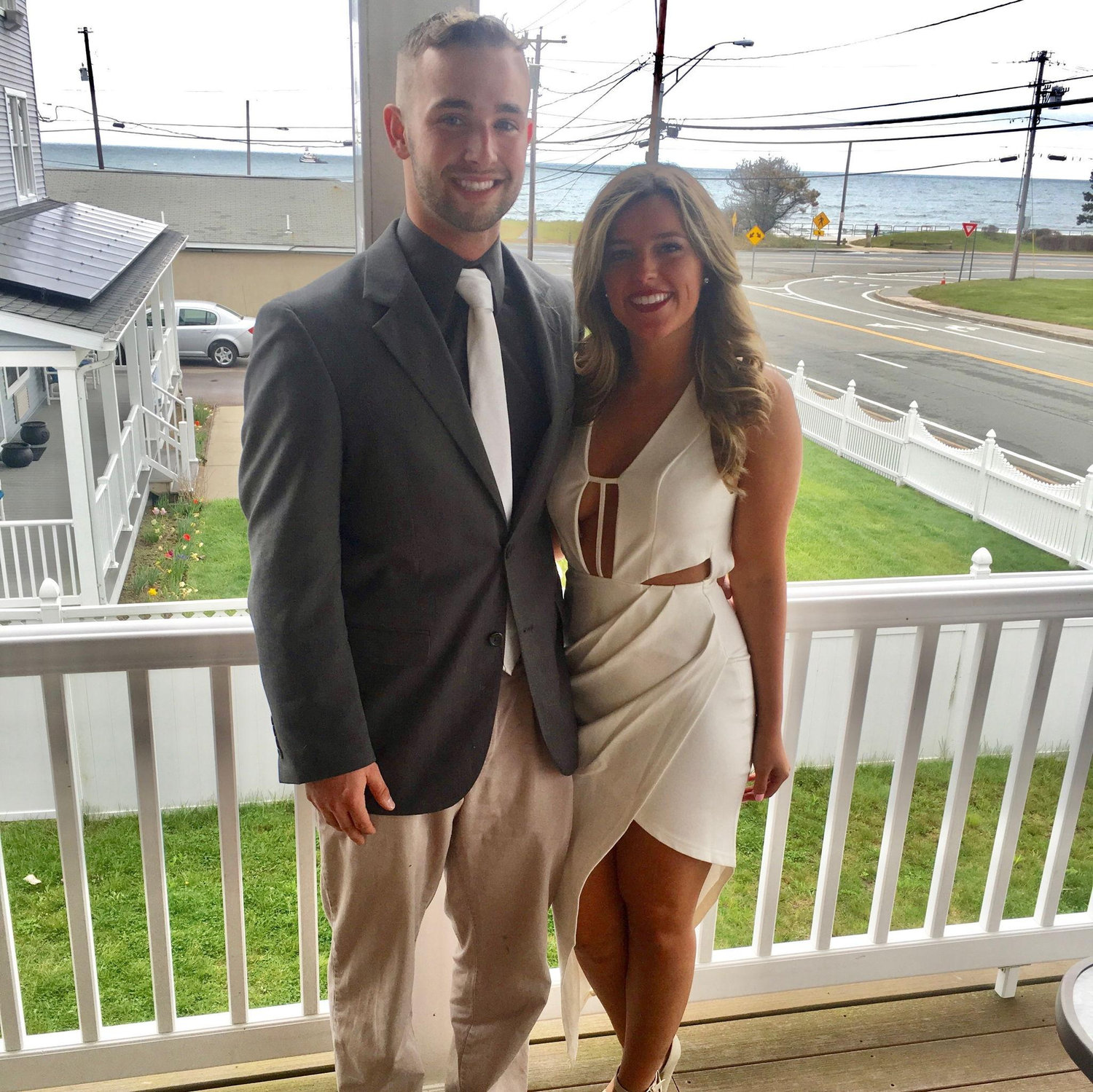 Our first photo together in 2016, taken when we attended each other’s fraternity and sorority formals.