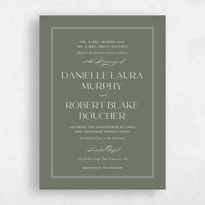 Dark Sage, Green Wedding Invitation - Hilltone Classic