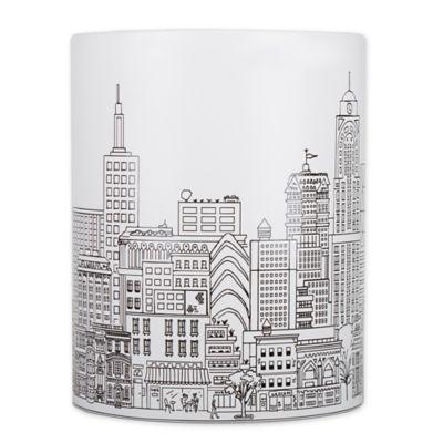 NYC Skyline Wastebasket in White