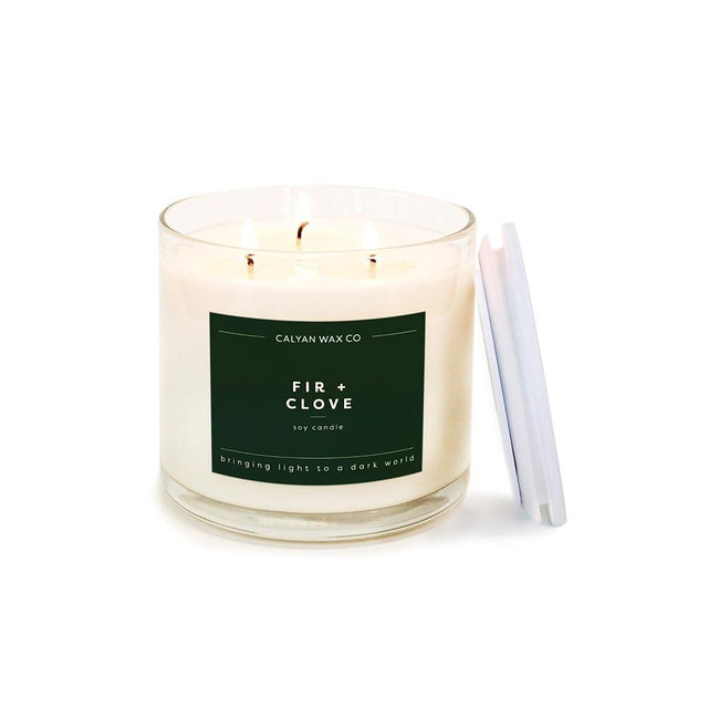 Calyan Wax Co. Fir & Clove 3 Wick Scented Candle - 43 Hour Burn - Luxury 3 Wick Soy Candles - Non Toxic Soy Wax Candles - Long Lasting Large Glass Jar Candle for Home - 14.9oz