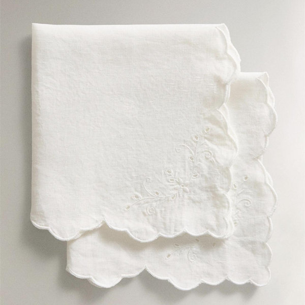 Linen Napkins with Floral Embroidery (Pack of 2)