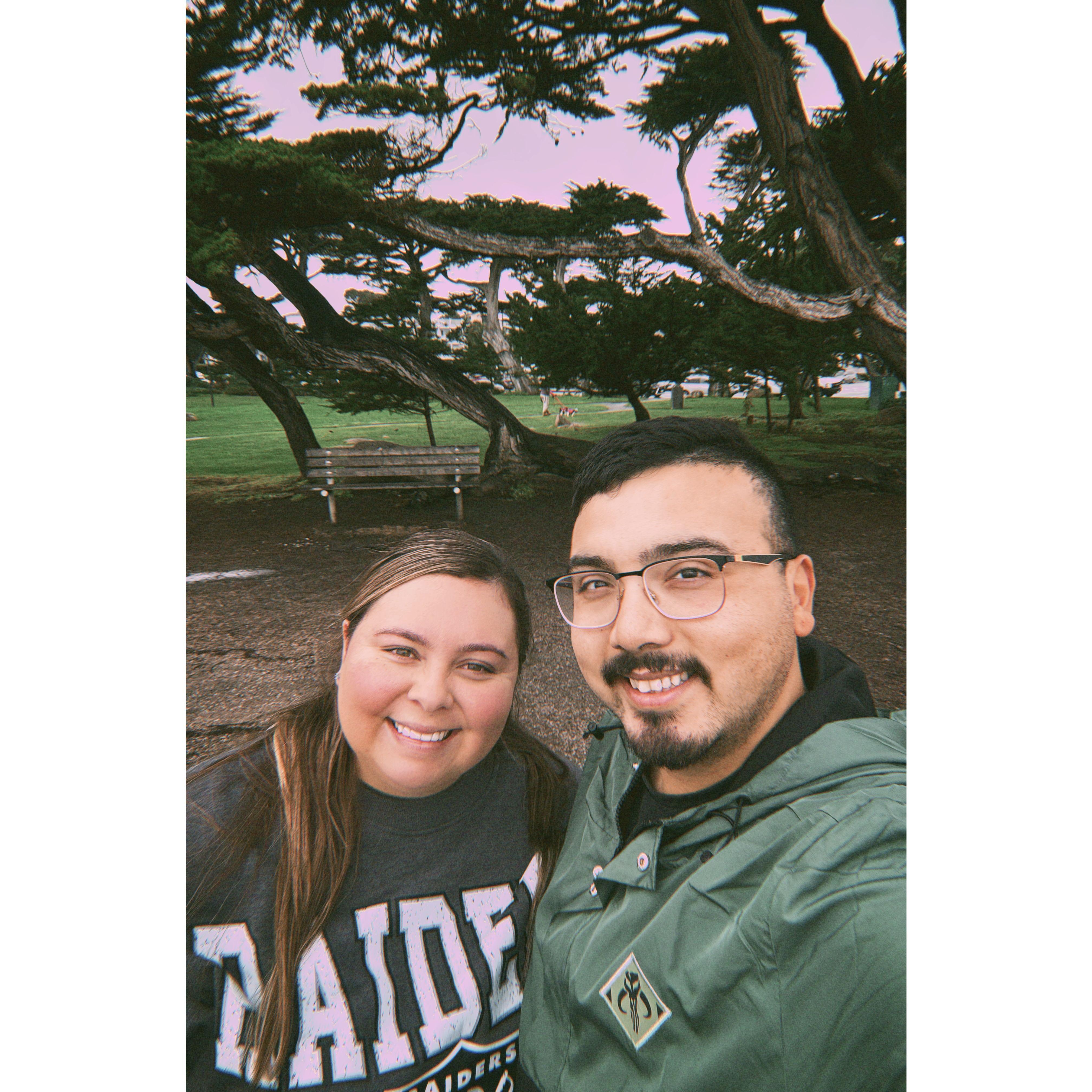 Visiting the very spot Adrian got on one knee!