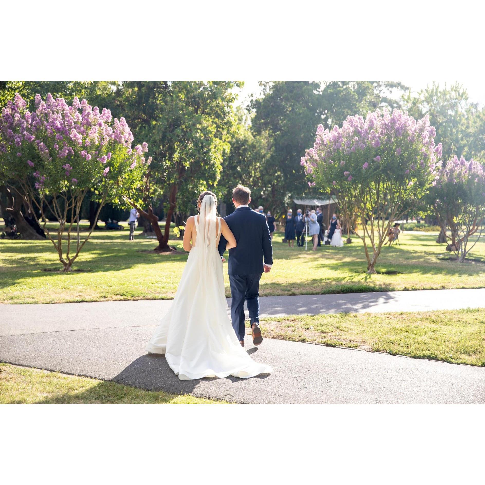 Steve & Rachel approaching the Chuppah