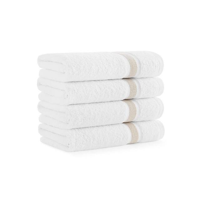 Aston & Arden Striped Turkish Hand Towels - (Set of 4) Extra Soft & Plush with Finest Long-Staple Aegean Cotton, 600 GSM, Luxury Towel for Spa, Hotel, and Bathroom, 18 x 32, White/Wheat Beige