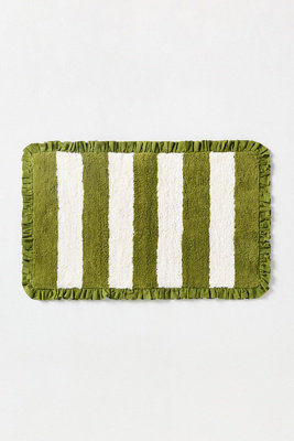 Maeve Ruffled Stripe Tufted Bath Mat