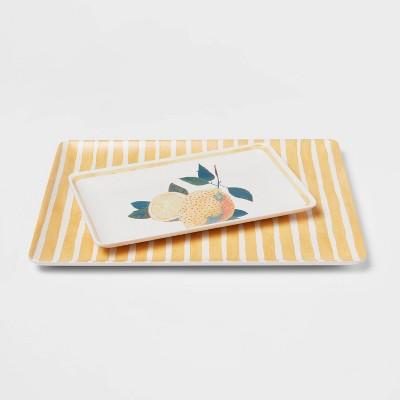 2pc Bamboo and Melamine Serving Platter Set - Threshold™