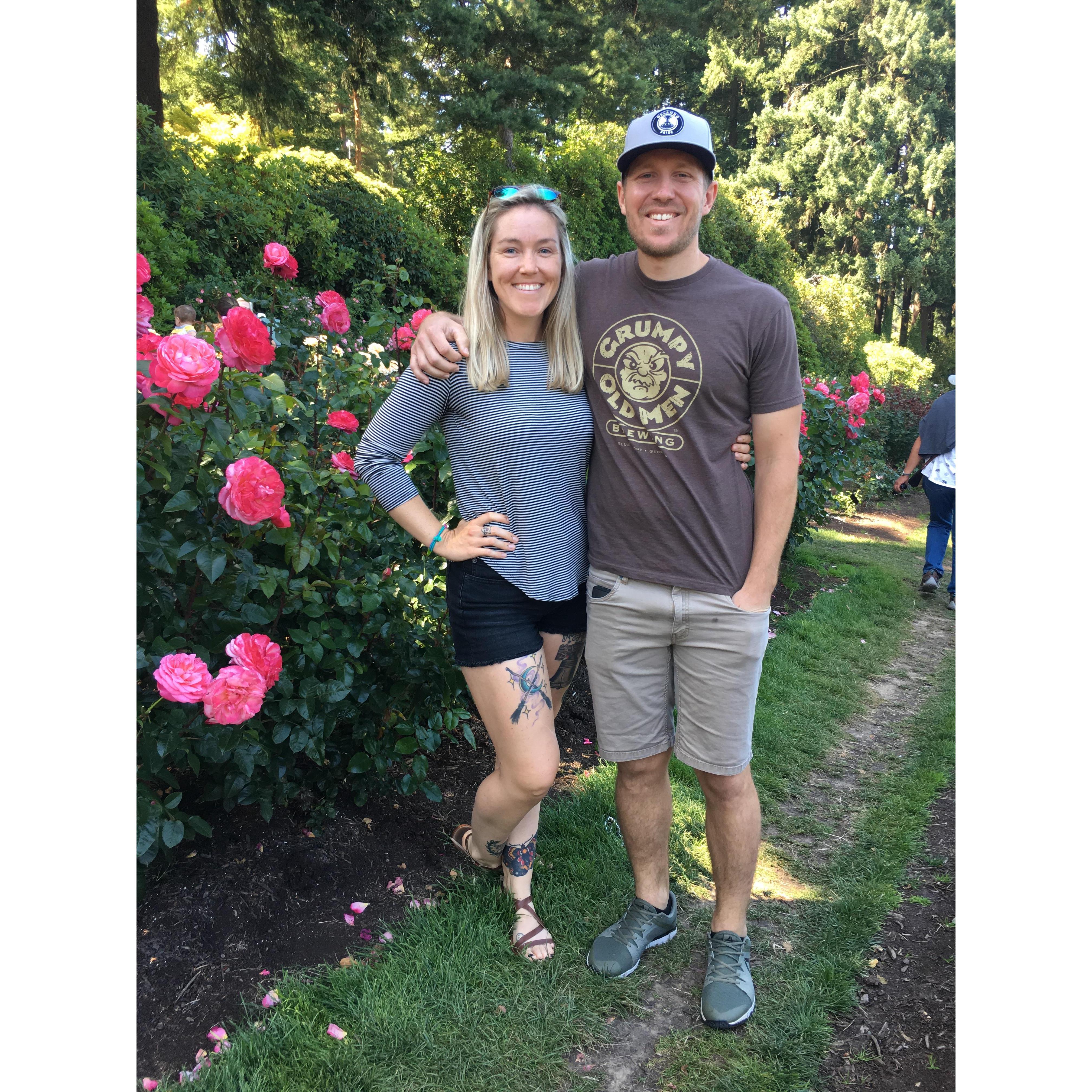 10 mins before Brad proposed! International Test Rose Garden, Portland, OR