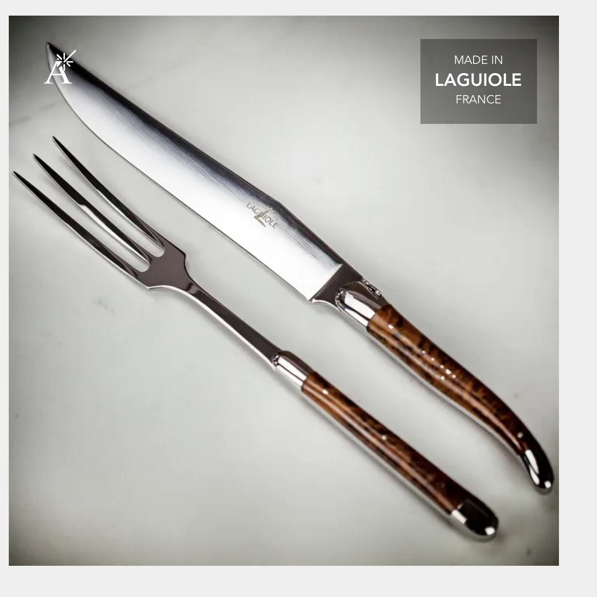 Forge de Laguiole Carving Set with Thuya Handle