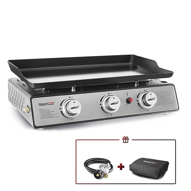 Royal Gourmet PD1301S 24-Inch 3-Burner Portable Table Top Gas Grill Griddle, 25,500 BTUs, 24 inch, Black