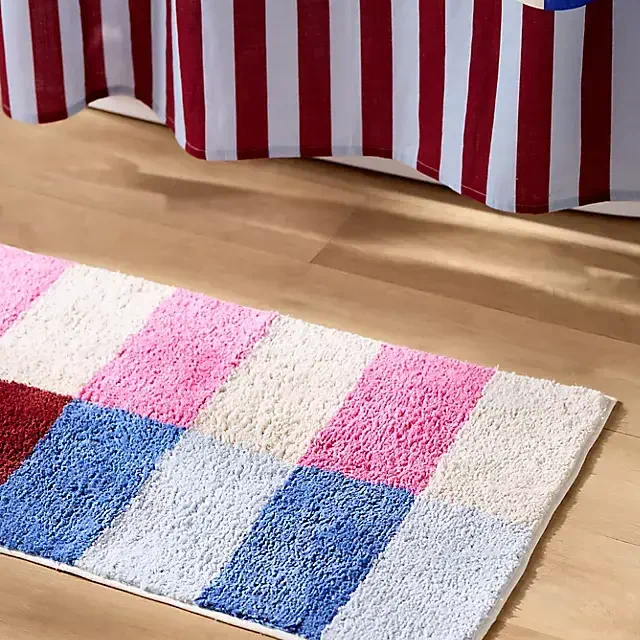 Damson Madder Cotton Woven Striped Bathmat