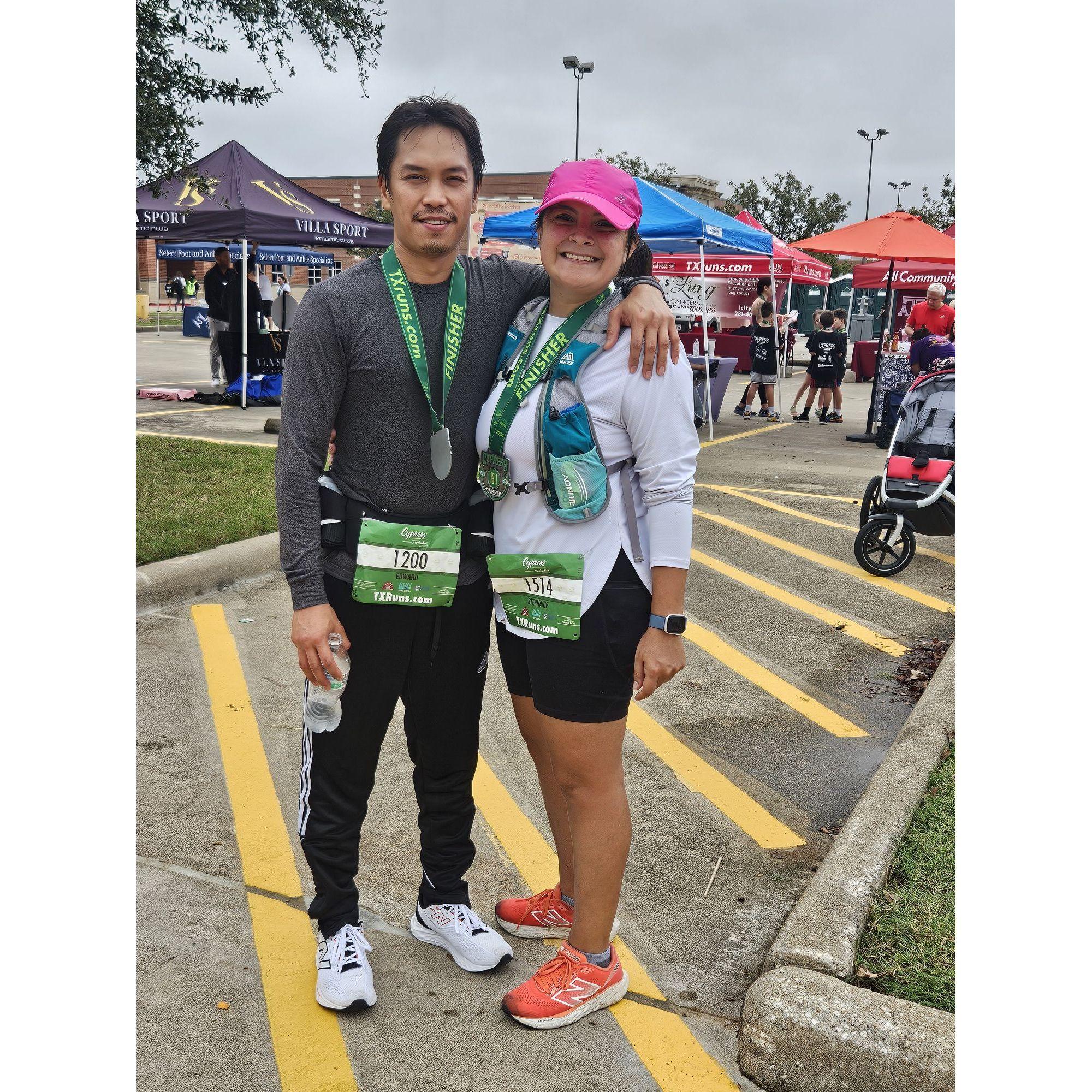 Edward and Stephanie ran (and finished) the Cypress Half Marathon in November 2024!