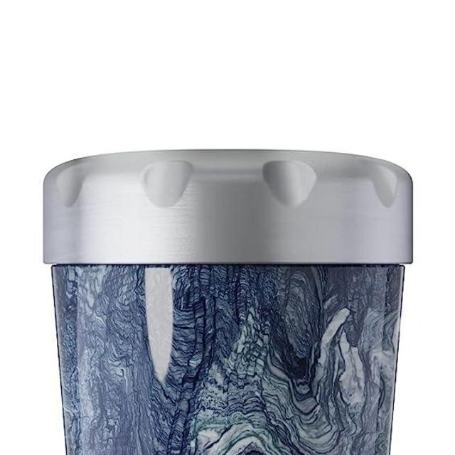 S'well Stainless Steel Ice Cream Pint Cooler 16 ounces Triple Layered Vacuum Insulated Keeps Ice Cream Frozen for Hours Ice Cream Pint Cooler, 1 Count (Pack of 1), Azurite Marble
