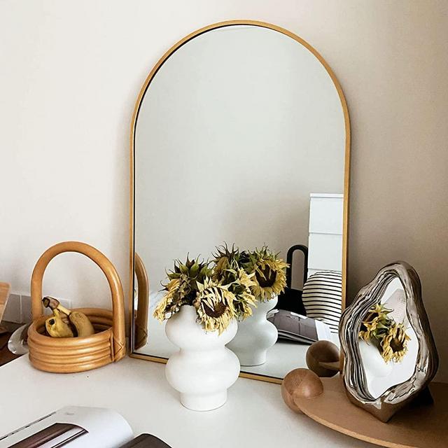 HARRITPURE 24" x 36" Arch Mirror Bathroom Wall Mounted Mirrors Gold Vanity Mirror with Metal Frame for Bedroom Living Room Entryway
