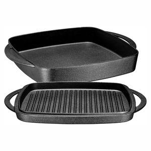 2-in-1 Pre-Seasoned Cast Iron Dutch Oven and Grill Pan
