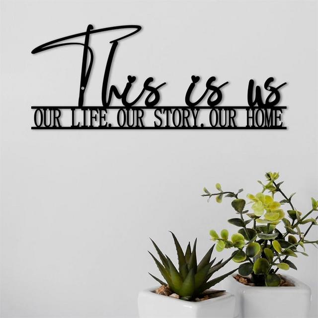 ShowMtheM This is us Metal Sign, Metal Hallway Decor, This is us Sign 18" x 7.39", This is us Wall Decor, Ideal Gift for Housewarming and Holiday