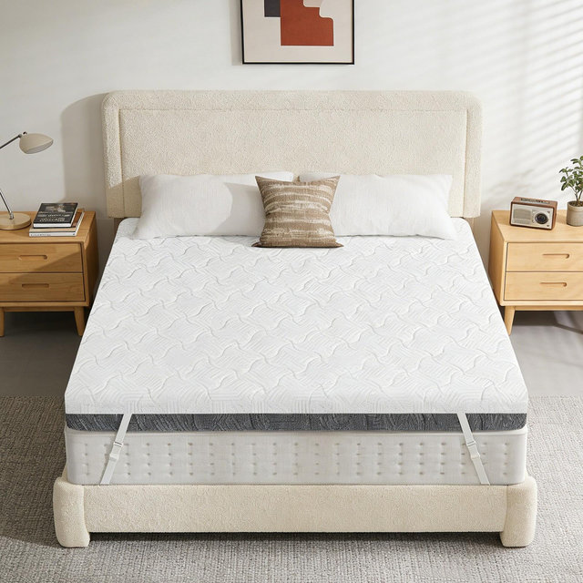 Dyonery Extra Firm 3" Queen Mattress Topper – Dual-Sided Gel & Bamboo Foam, Back Pain Relief, Flippable Comfort