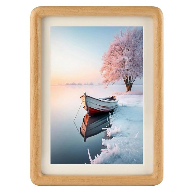 Zibrelte Natural Solid Wood 5x7 Picture Frame with 4x6 Mat,Real Beech Wood Photo Frames 5 by 7 for Tabletop Gallery Wall Hanging