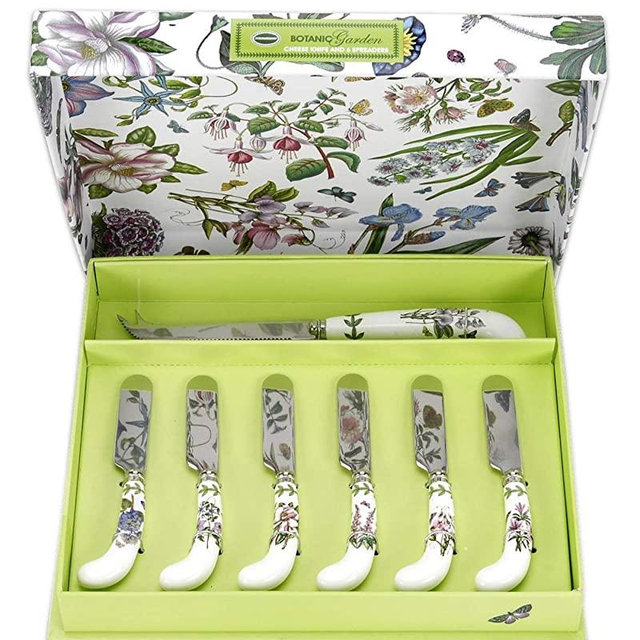 Portmeirion - Botanic Garden Collection - Cheese Knife and 6 Spreaders - Hand Wash Only