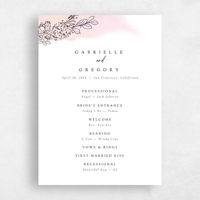 Soft Pink Wedding Program - Lorraine
