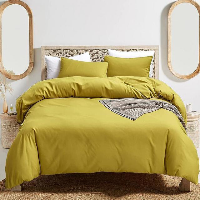 Luxlovery Chartreuse Comforter Set Queen Moss Green Bedding Comforter Set Full Modern Solid Grass Green Soft Breathable Yellowish-Green Blanket Quilts 3 Piece Bedding Set for Women Men Kids