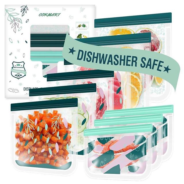 Reusable Bags Silicone for Food Storage, Reusable Snack Bags Dishwasher Safe BPA Free Reusable Freezer Bags -2 Reusable Gallon Bags/4 Sandwich Bags/3 Snack Bags for Kitchen Storage and Organization