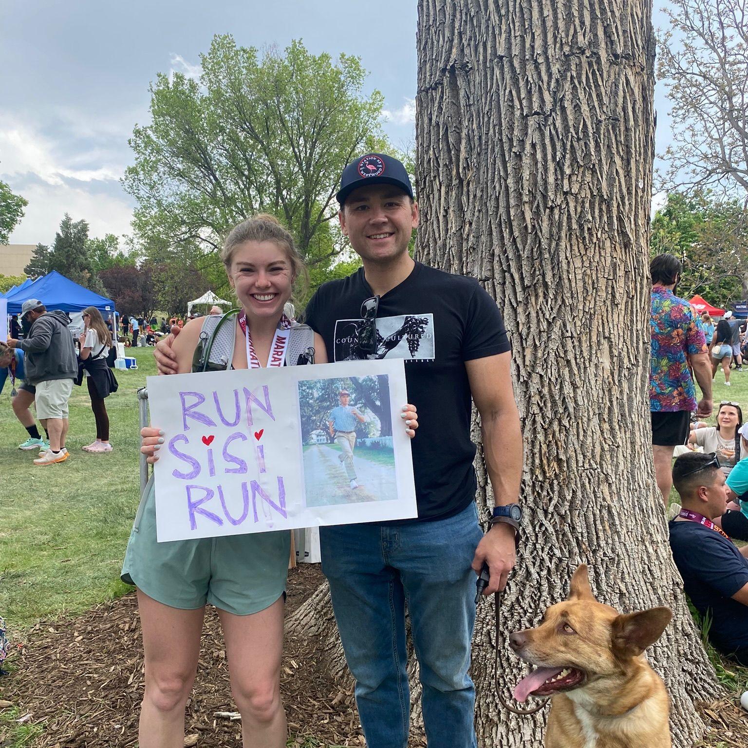 Jordan's sign helped get Sierra over the finish line during her first marathon.