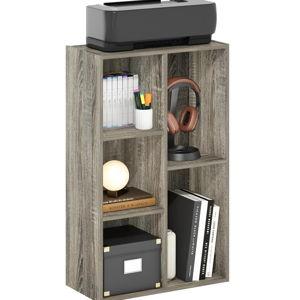 Furinno LUDER Book Shelf, 5-Cube Bookshelf, Reversible Bookcase, 9.4 x 19.5 x 31.5, Easy Assembly, for Living Room, Bedroom, Home Office, French Oak