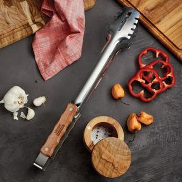 Olive Wood and Stainless Steel Tongs - World Market