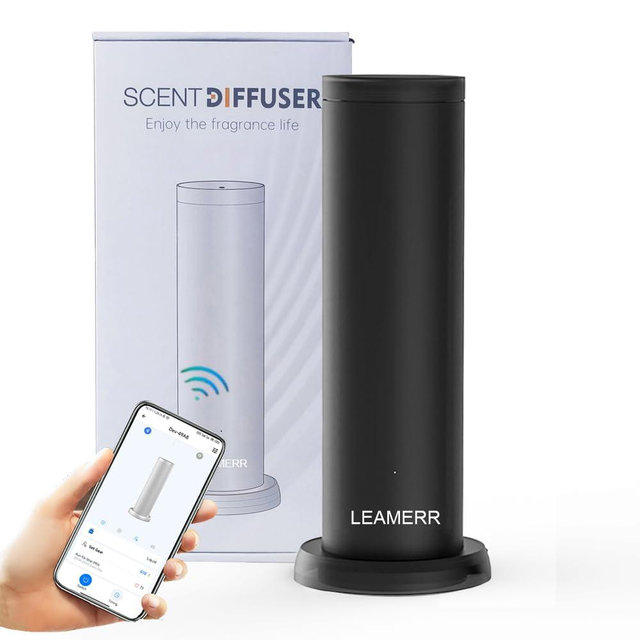 LEAMERR Smart Scent Diffuser Machine for Home, Bluetooth/WiFi Waterless Essential Oil Diffuser for Oils,Super Quiet Work Cold Air Technology Aromatherapy Diffuser for Large Room, Office, Shops, Gym