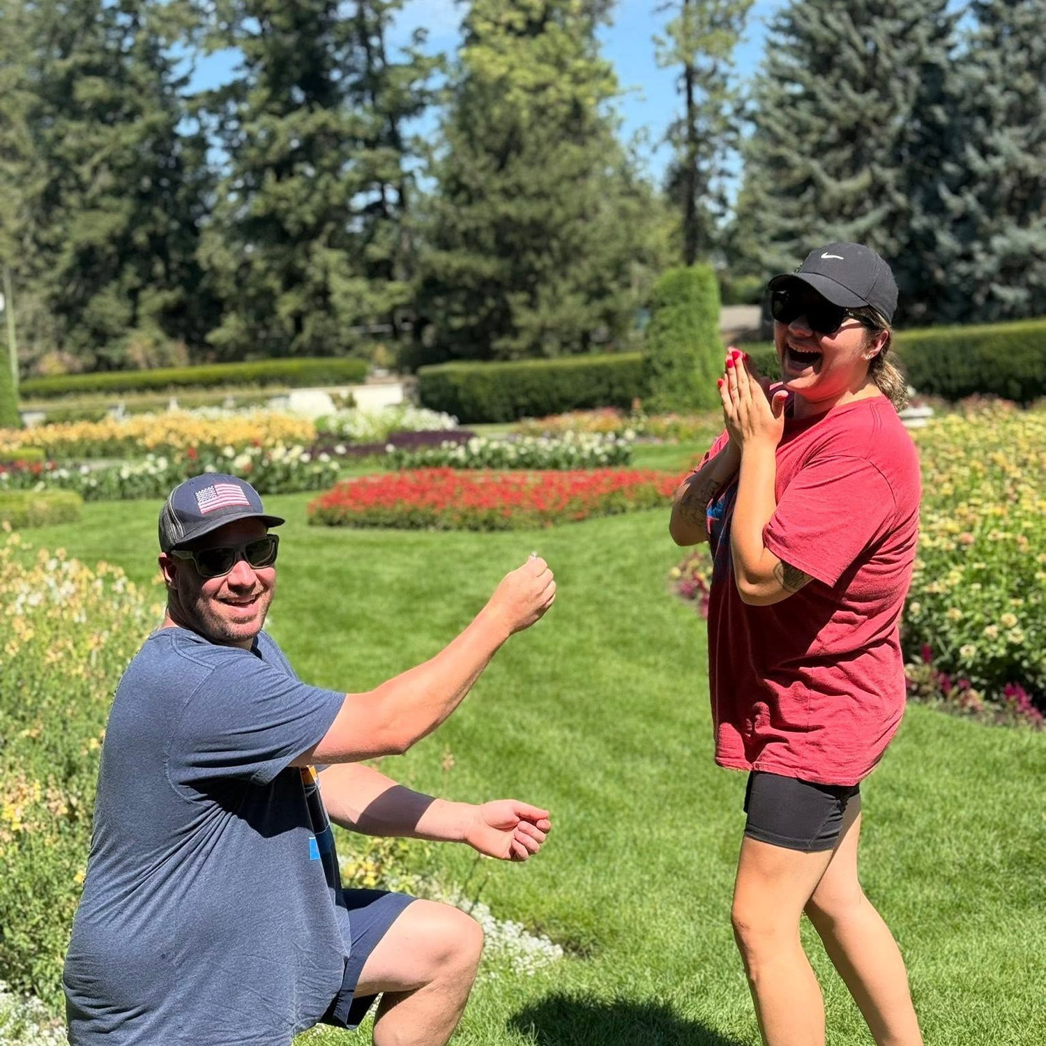 When I asked him to propose to me again on a knee, because he didn't the first time