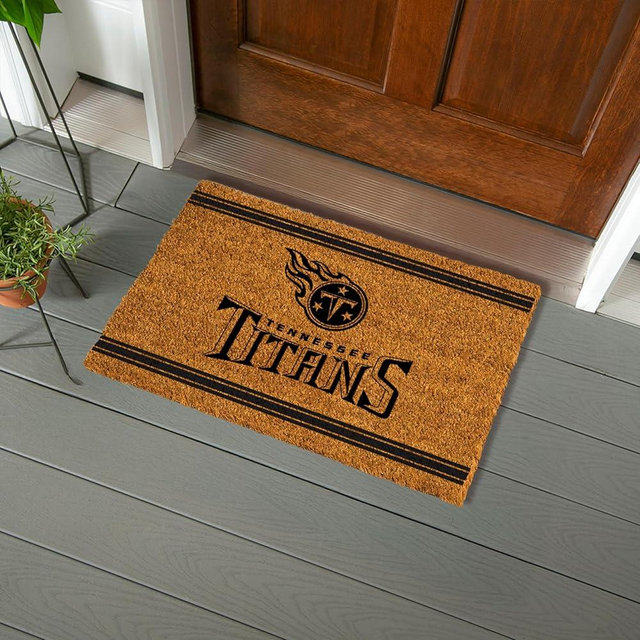 Team Sports America NFL Tennessee Titans Natural Coir Door Mat | Indoor and Outdoor Entryway | 28 x 16 Inches | Non Slip Back | Welcome Floor Mats | Muddy Dog Paws | Front Door Entrance Home Décor