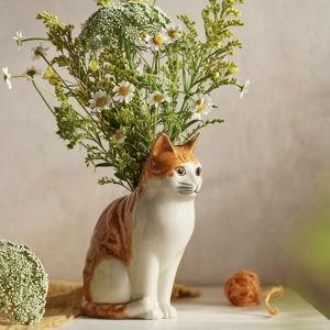 Quail Ceramics Orange Cat Vase