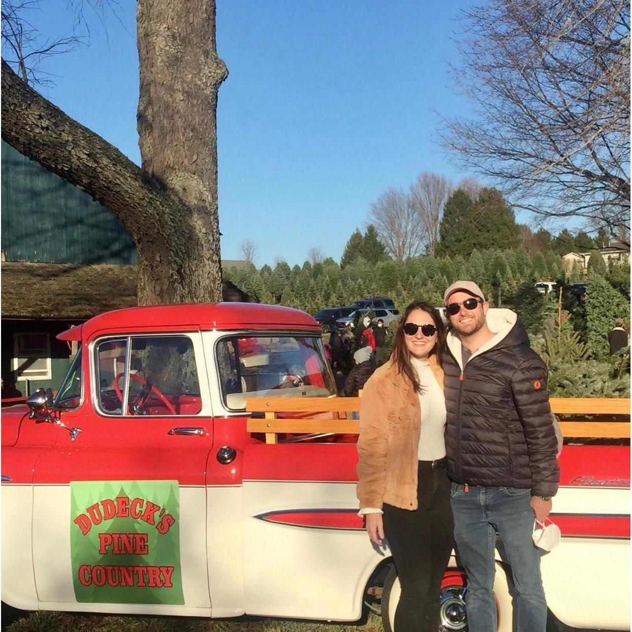 Cutting down a tree at the Christmas Tree Farm!