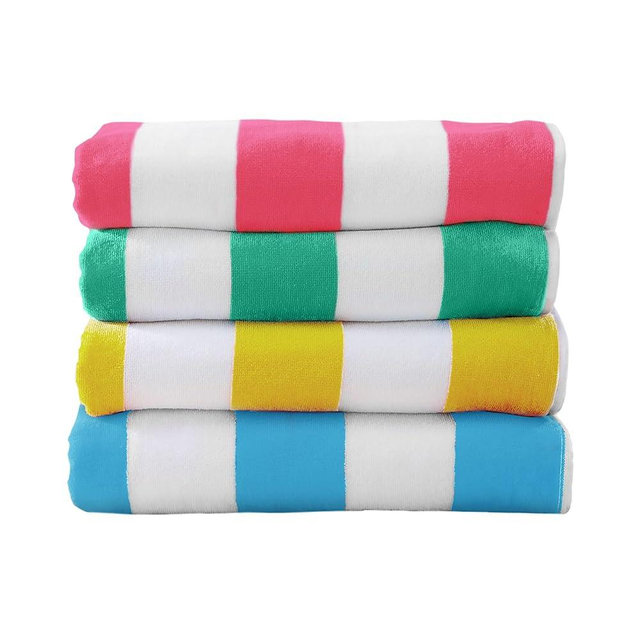 Large Beach Towel Set of 4 - Cabana Striped Beach Towels for Adults and Lightweight Pool Towels with 100% Cotton - Quick Dry Beach Towel Pack and Multicolor Cute Beach Towel for Women and Men