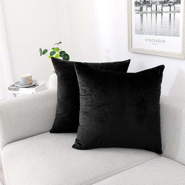NiNi ALL Decorative Throw Pillow Covers Pack of 2, Velvet Throw Pillow Cases for Couch Pillows Cover Bedroom Living Room Outdoor, Pillow Covers 22x22 Inch Black