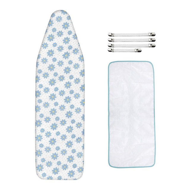 Dalykate 15x54 Ironing Board Cover and Pad with Elastic Edge and Scorch and Stain Resistant Thick Padding Ironing Board Covers 4 Fasteners and Protective Scorch Mesh Cloth