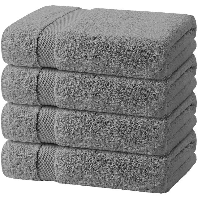 Wealuxe Premium Bath Towels Set of 4 - 100% Ring Spun Cotton 650GSM, Extra Absorbent, Soft Towels for Bathroom Shower Hotel Spa - 27x54" Light Gray
