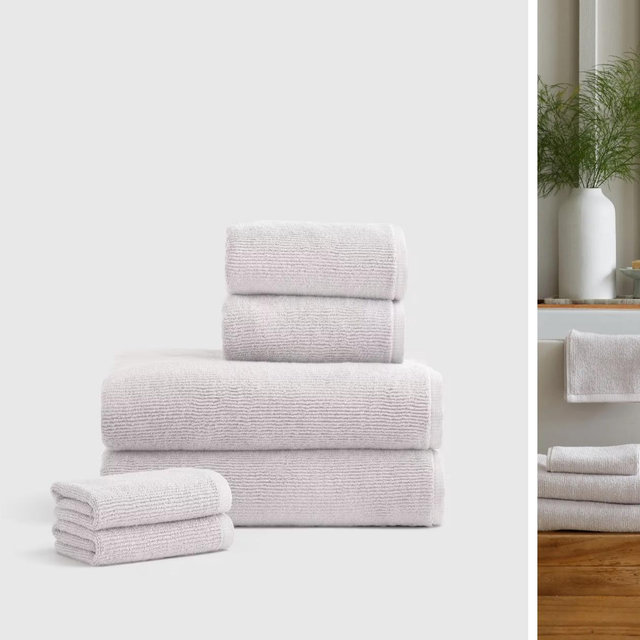 Turkish Ribbed Quick Dry Bath Towel Bundle in Silver