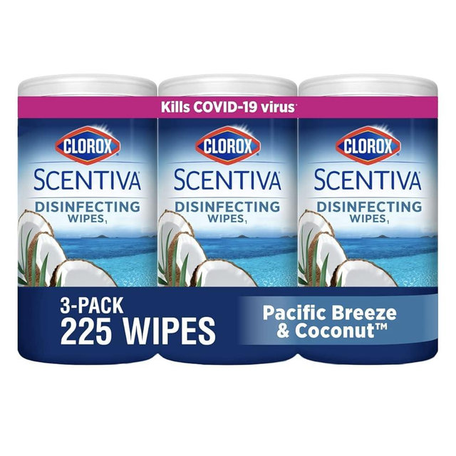 The Clorox Company Clorox Scentiva Wipes, Bleach Free Cleaning Wipes - Pacific Breeze & Coconut, 75 Count (3 Pack), 60037