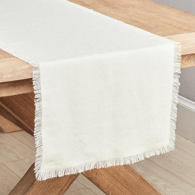 Frayed Linen Table Runner - Ivory