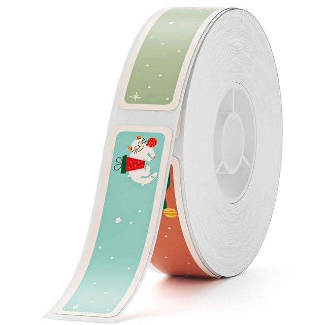 NIIMBOT Christmas Label Tape for D110M D11 Label Paper Replacement 0.55" X 1.97" (14X50 mm), 125 Labels/Roll