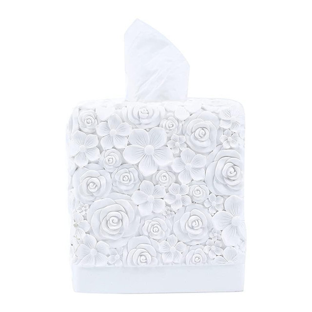 Hymmah Modern Square Tissue Box Cover Holder,Bathroom Accessories Decor Unique Design Tissue Box Cover for Bathroom Vanity Counter Tops Also Great for Bedrooms and Living Rooms