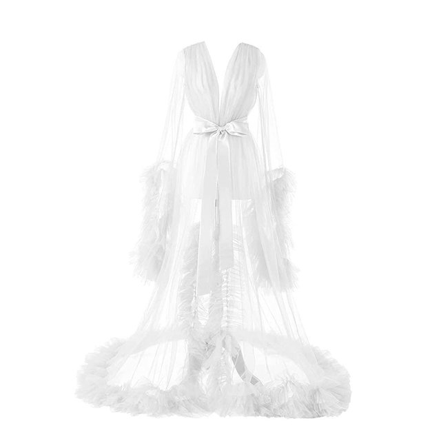 Daily Life Mall Women's Maternity Robe for Photoshoot Illusion Wedding Scarf Party Nightgown bridal robe for women