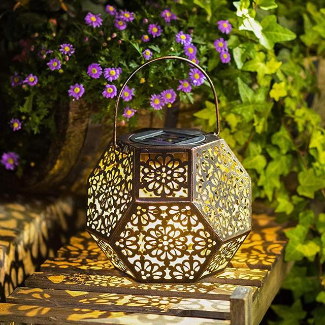 Solar Lantern Hanging Garden Outdoor Lights Metal Waterproof LED Table Lamp