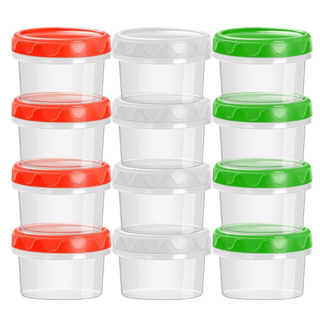 EONJOE 4oz Plastic Containers with Lids Reusable Dishwasher Freezer Safe Airtight,12-Pack