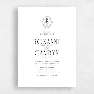 White Elegant Wedding Invitation - Kotor Portrait