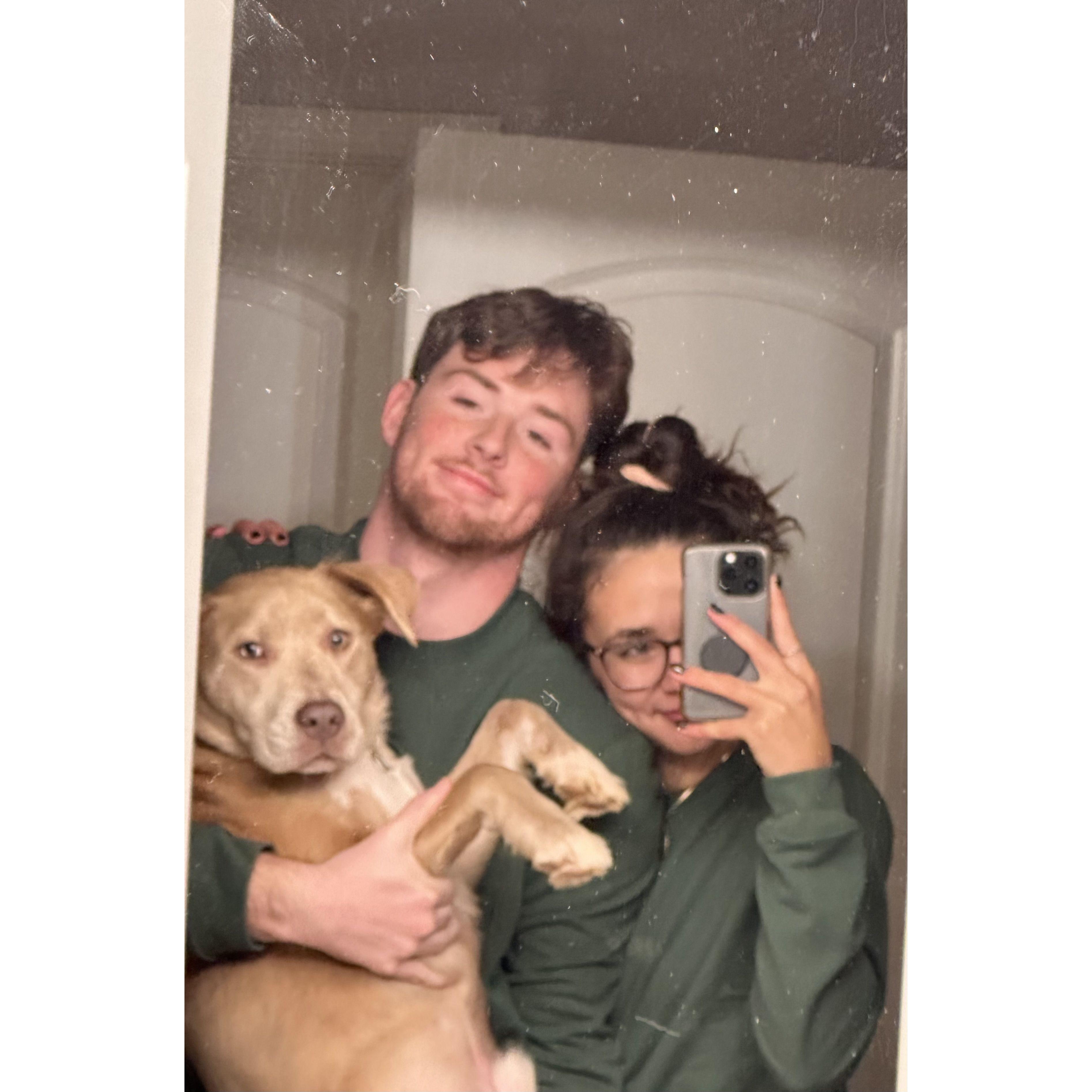 Our first Christmas photo with Teddy!